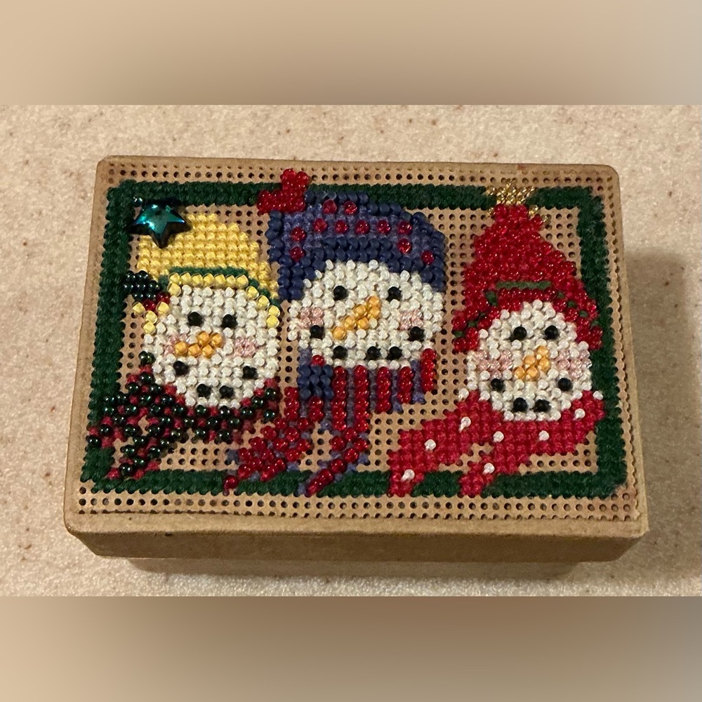 Cute Beaded Snowman Treasure Box